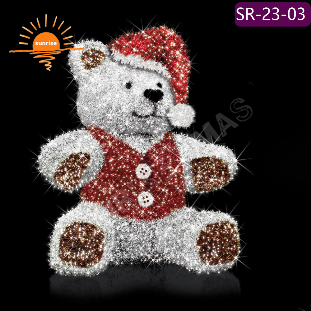 Supermarket Holiday Animals motif Supplies Led Lighting Outdoor Luxury Christmas Decoration 3d Giant Teddy Bear Theme Light