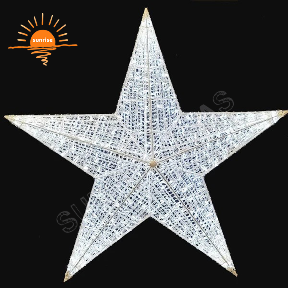 High Quality 3d Led Outdoor Christmas Ornament Standing Star for Yard Decoration Commercial Christmas Motif Light Decorations