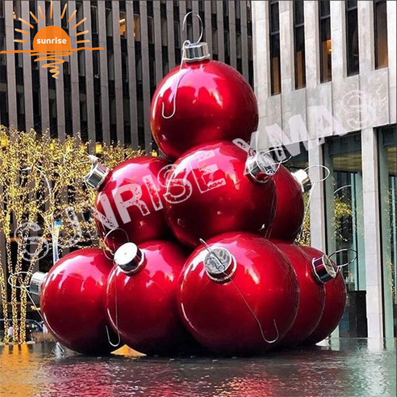 Customize Outdoor Fiberglass Christmas Decoration Large Ornament Ball Stack for Christmas Outdoor Indoor Holiday Display
