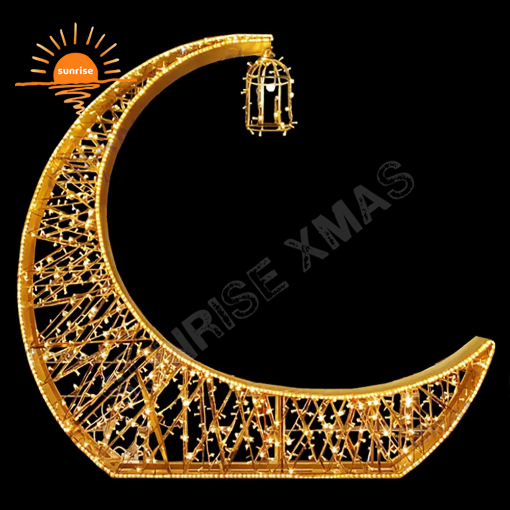 Best Holiday Light Displays large commercial LED light show star and moon decoration for Ramadan shopping mall decoration