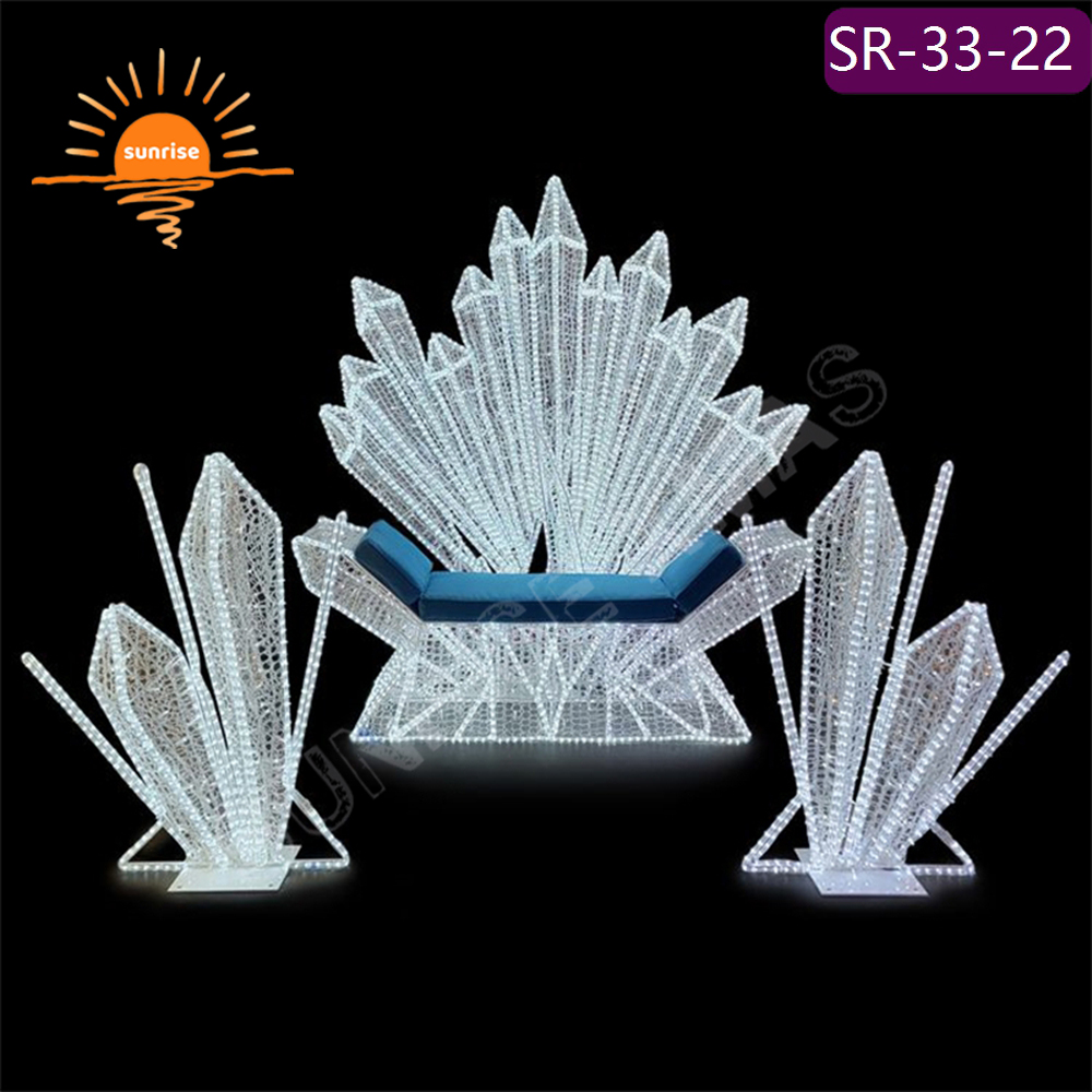 IP65 LED Commercial Christmas bauble/ornament Decorations Custom seat chair with ice spikes Xmas throne light show in stock