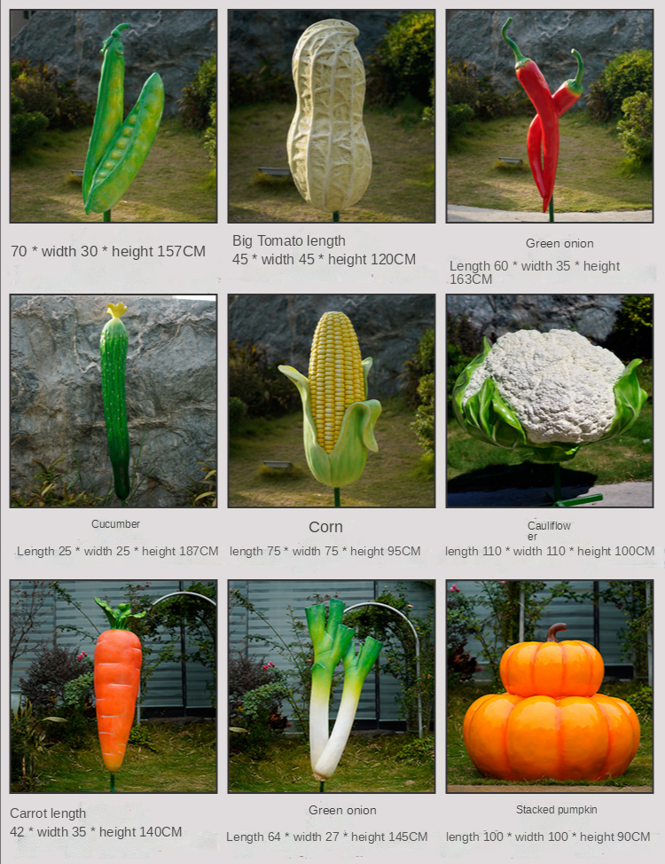 Resin Artificial Vegetables Fruit Pumpkin Watermelon Strawberry Pineapple Sculpture Outdoor Mall Fiberglass Decoration