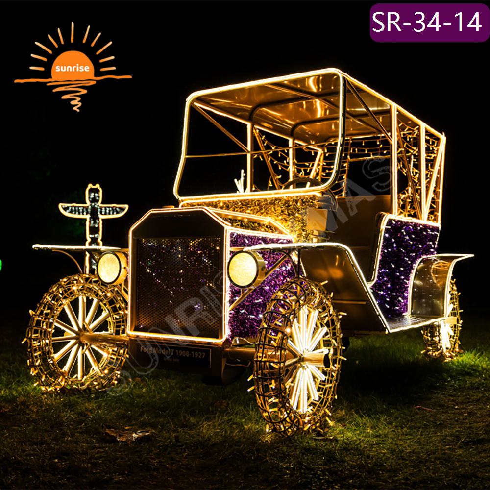 3D Large Led Vehicle Light RGB pixel lights Christmas Outdoor Photo Op Decoration LED Bus Sports Car Motif for Garden