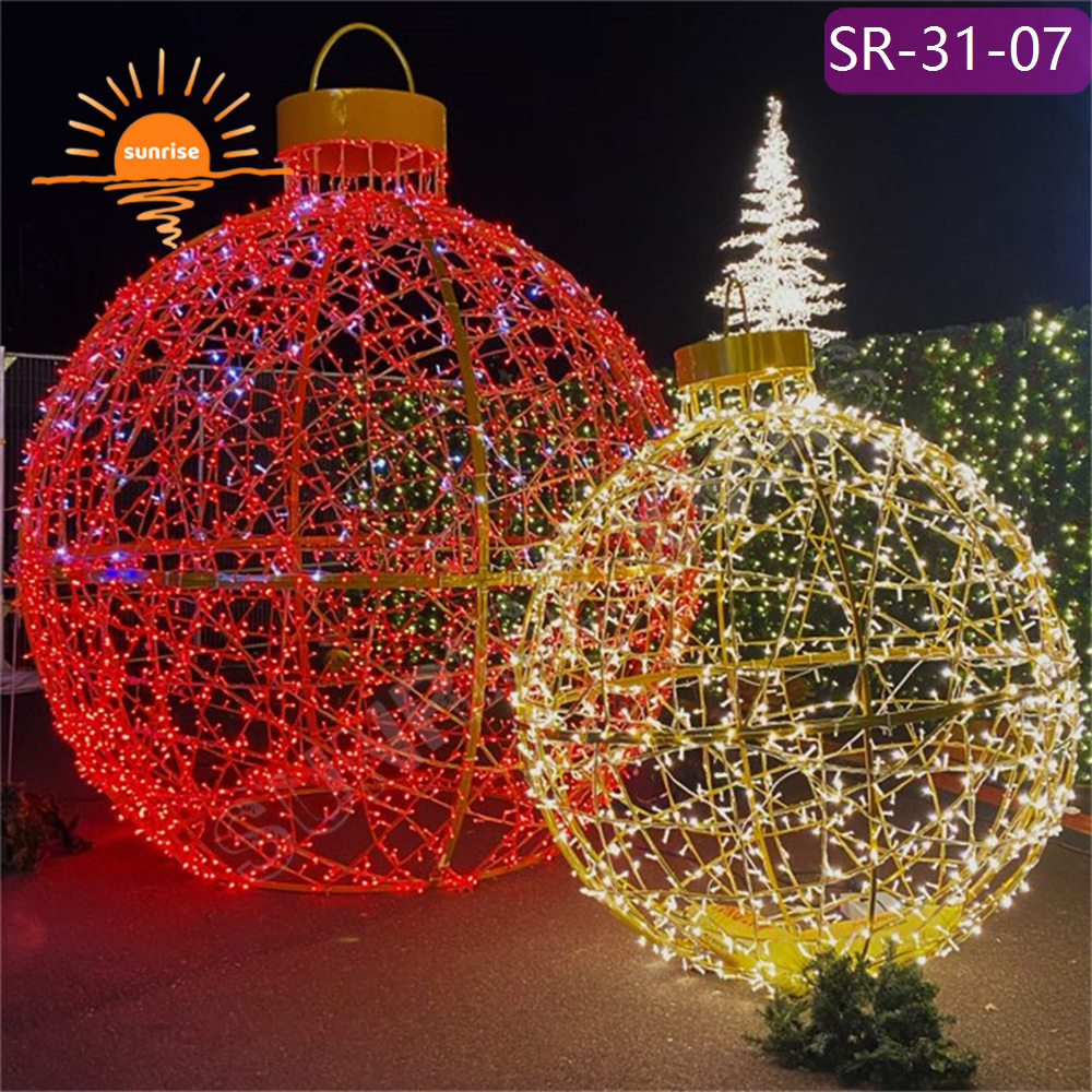 3D LED big bauble/ornament light show outdoor Christmas garden round ball pattern light mall park decoration props