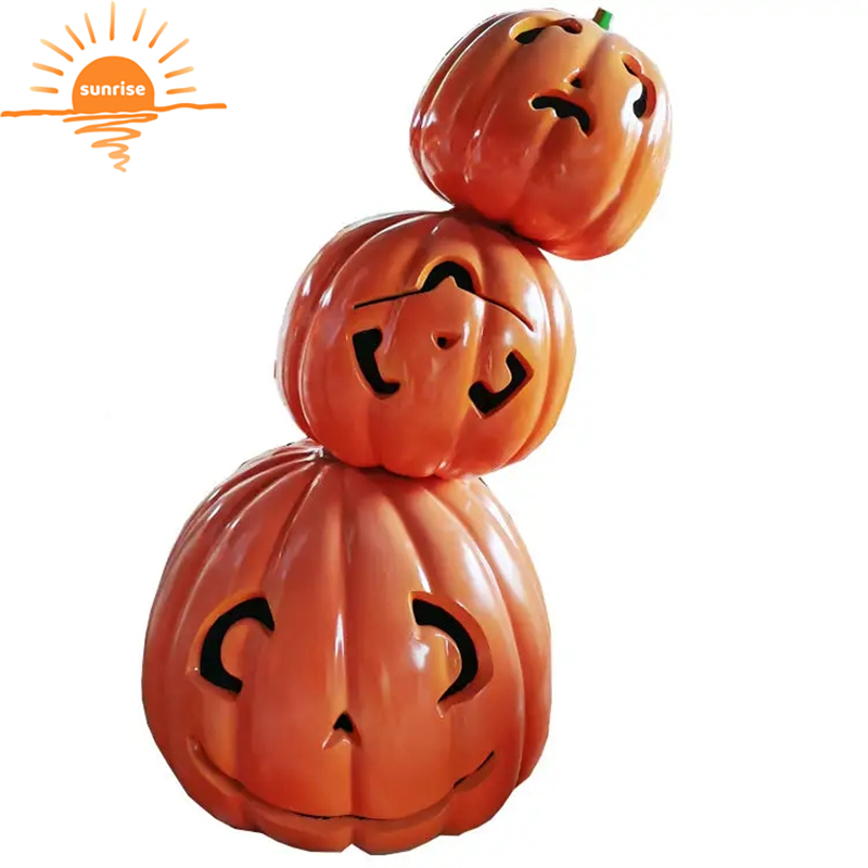 Customs Fiberglass Halloween Statue Sculpture Resin Crafts Giant Skeleton Pumpkin Cart Props Toy Halloween Decorations Outdoor
