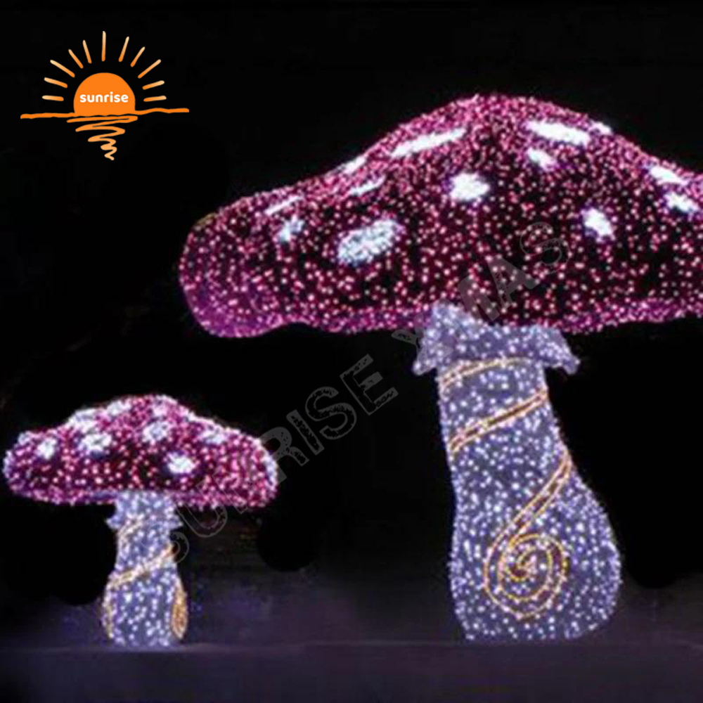 Holiday Decoration Christmas Mushrooms Motif Decoration Supplies LED Waterproof Flowers Butterfly Light Show for Park