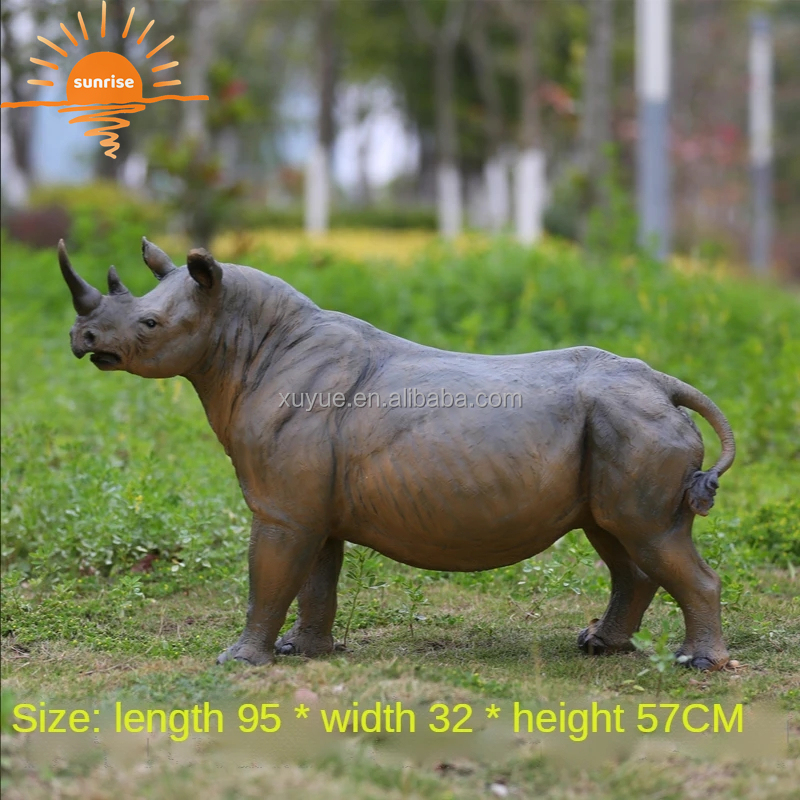 Fiberglass Resin Life Size Animal Rhino Sculpture Garden Ornaments Outdoor Mall Fiberglass Decoration