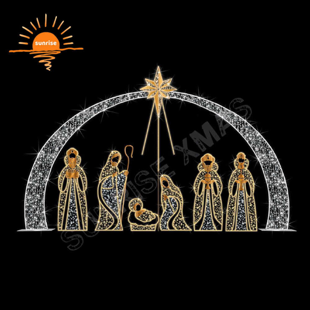 Xmas Lights Outdoor Waterproof IP65 Outdoor Christmas Decoration  LED Christmas Nativity and Cribs Christmas Motif Rope Light