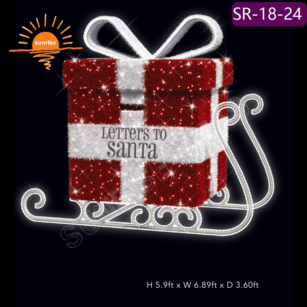 Gift box cartoon Decoration for presents Lamp Rope Motif Light Christmas Ornaments Waterproof Outdoor Led Street Flagpole Light