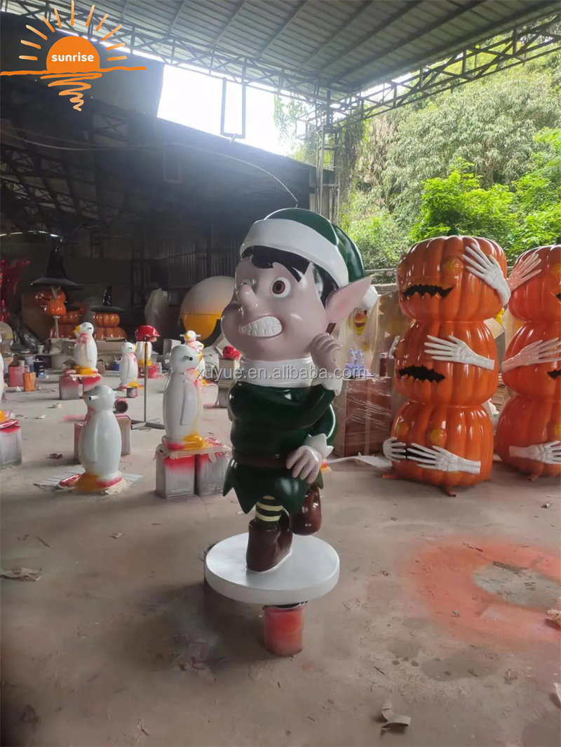 Fiberglass Christmas Decoration Elf Stunning Fiberglass Amusement Park Cartoon Decoration Elf Sculpture