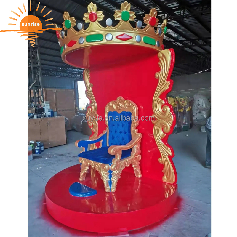 Customized Life Size Resin Sculpture Decorations Fiberglass Santa King Royal Chairs Christmas Santa Throne