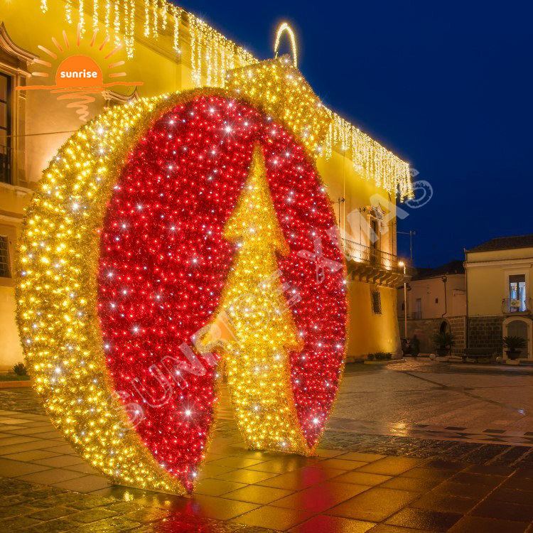 arch pattern LED light show waterproof IP65 park large Christmas bauble/ornament light 3d giant outdoor tree decorative motif