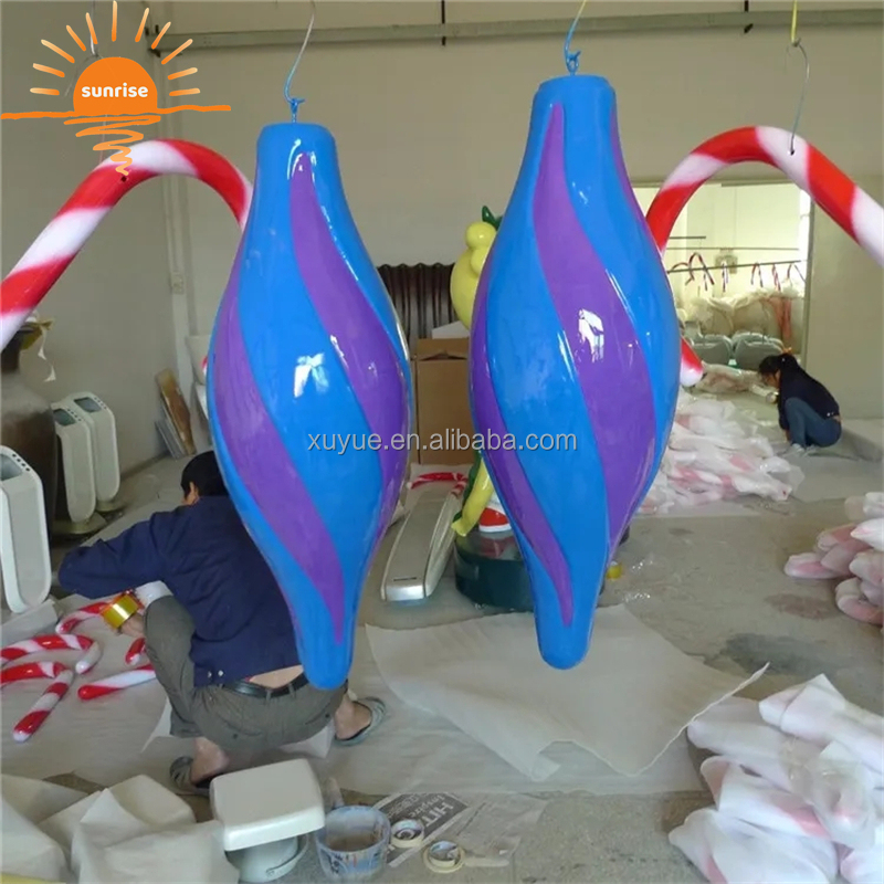 Handmade Lifesize Resin Lollipop Sculptures Large Colorful Fiberglass Candy Cane for Christmas Decoration