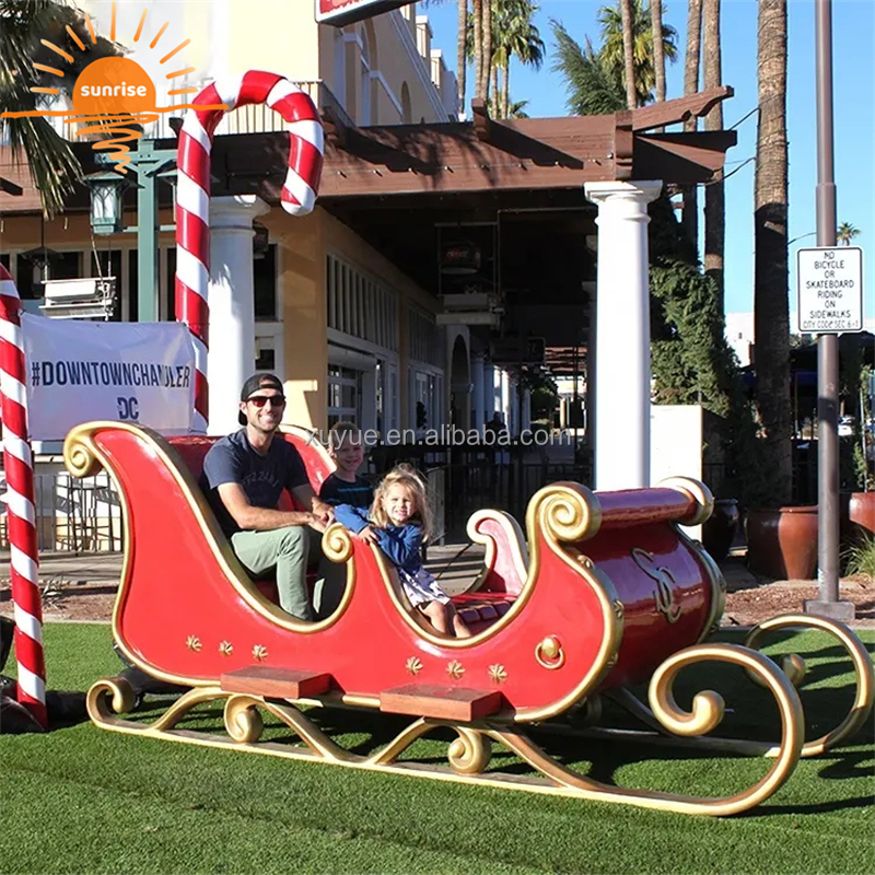 Fiberglass Christmas Decoration Large Christmas Santa Sleigh Jumbo Sled for Shopping Mall