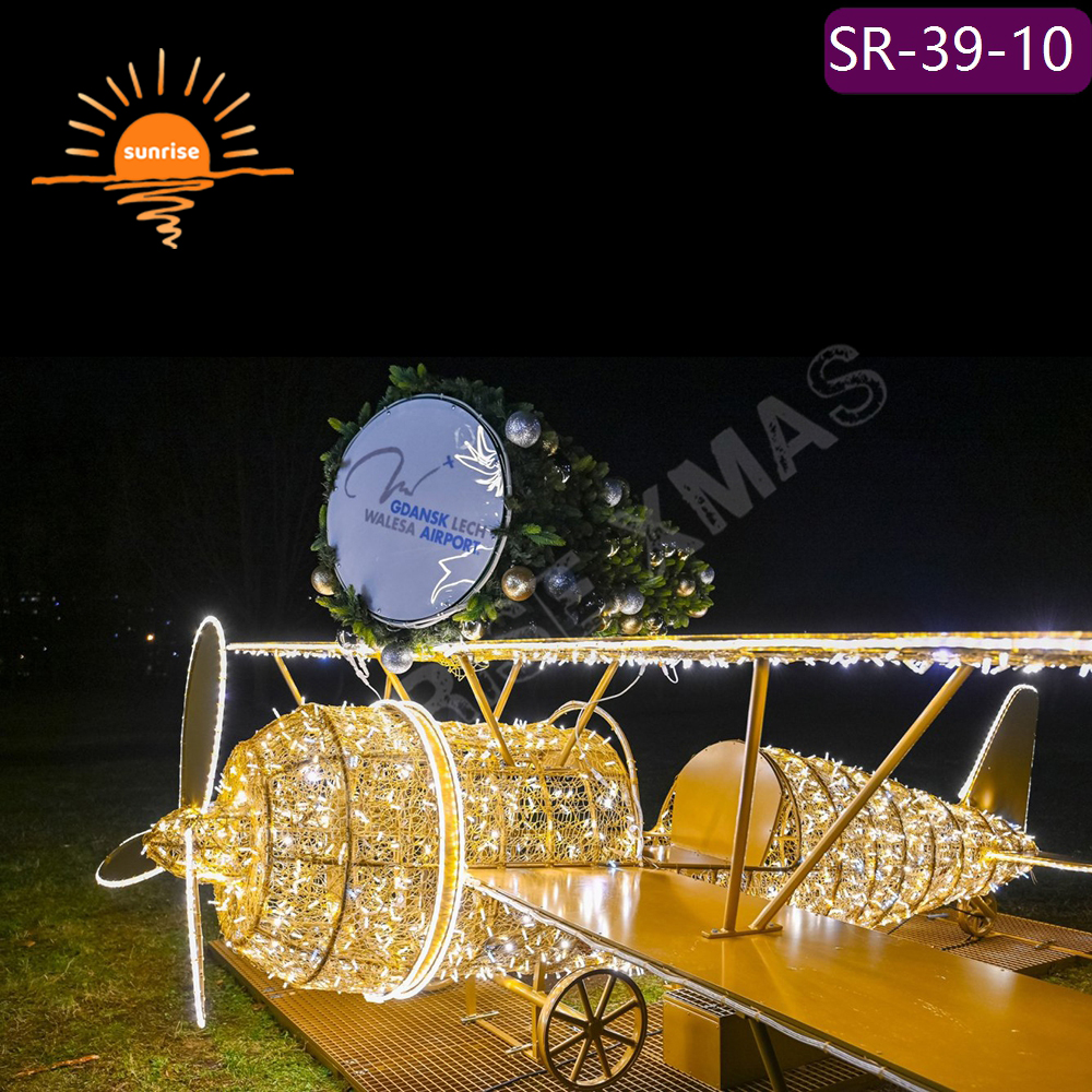Xmas airplane led Light Emitting Diode decoration for Festive Displays Outdoor IP65 3D Christmas helicopter motif light show