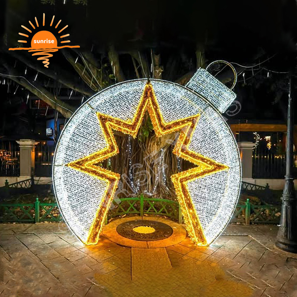 arch pattern LED light show waterproof IP65 park large Christmas bauble/ornament light 3d giant outdoor tree decorative motif