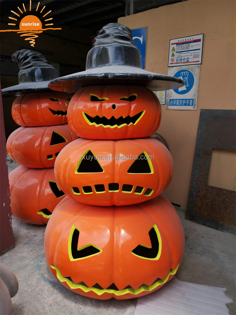 Fiberglass Halloween Sculpture Pumpkin Glowing Sculpture Holiday Crafts Customization