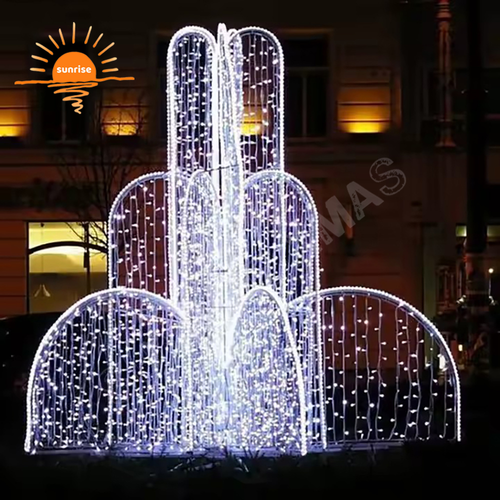 Waterfalls Fountain Theme Season in Winterland Light Show 3D LED Rope Motif Light Christmas Large Waterproof Garden Decoration