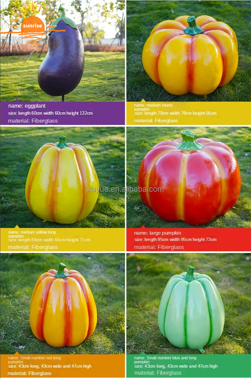 Artificial Vegetables Fruit Pumpkin Watermelon Strawberry Pineapple Sculpture Resin Outdoor Mall Fiberglass Decoration