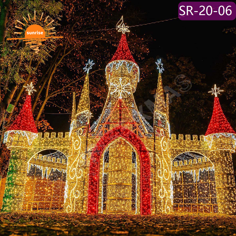 Led wonderland walk through castle arch light Labyrinth motif light show christmas large Landscape lighting for garden