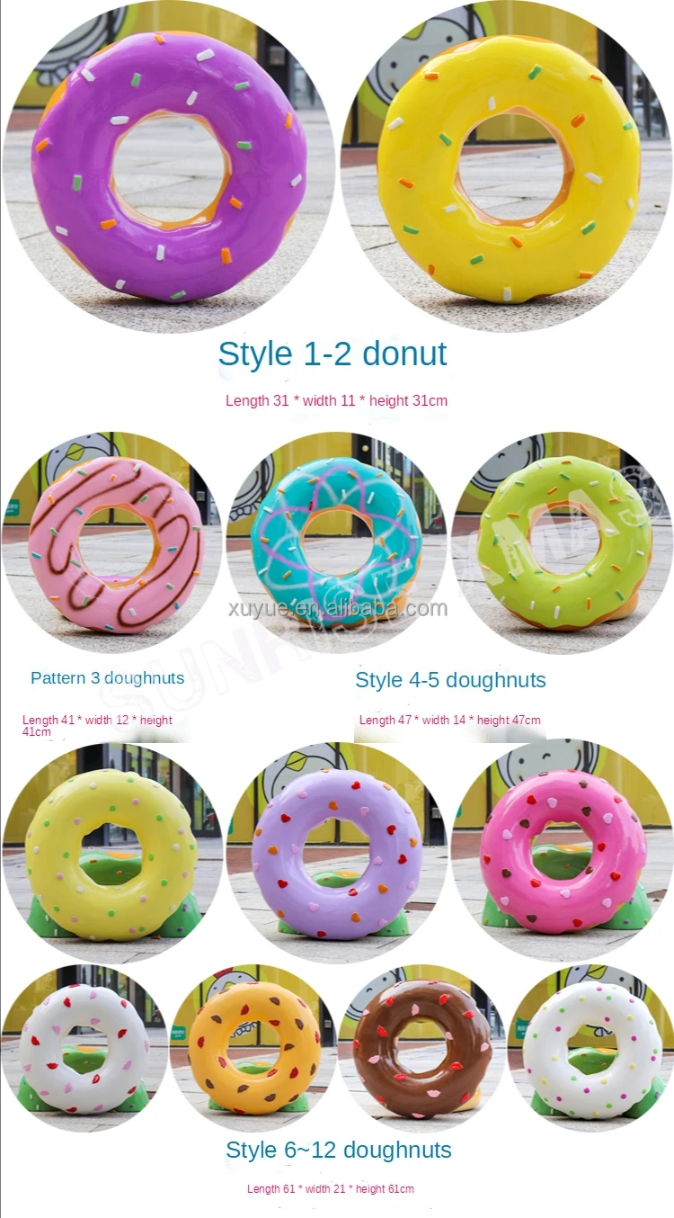 Mall Decoration Outdoor Giant Ice Cream Cones Sculpture Resin  Fiber Glass Sculpture for Ice Cream Donut Decorations
