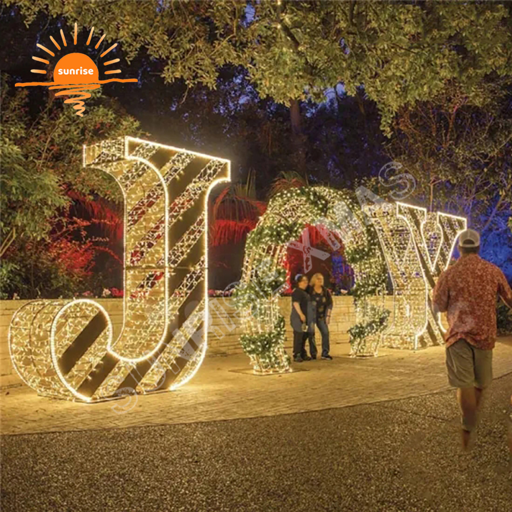 IP65 Custom Christmas Letters JOY Ornament for Shopping Mall Xmas Park Decorations Giant Commercial LED Outdoor Motif Lighted