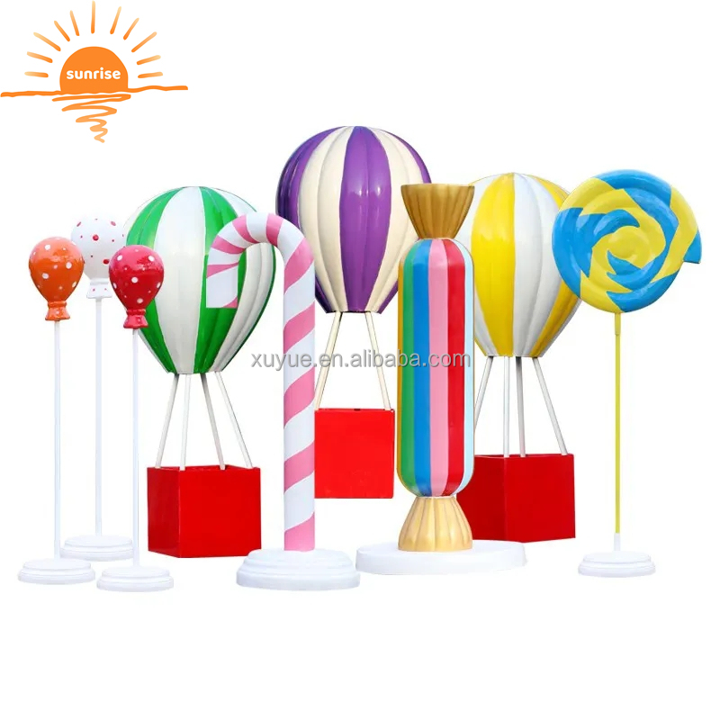 Outdoor Decoration Fiberglass Balloon Candy and Lollipop Sculpture