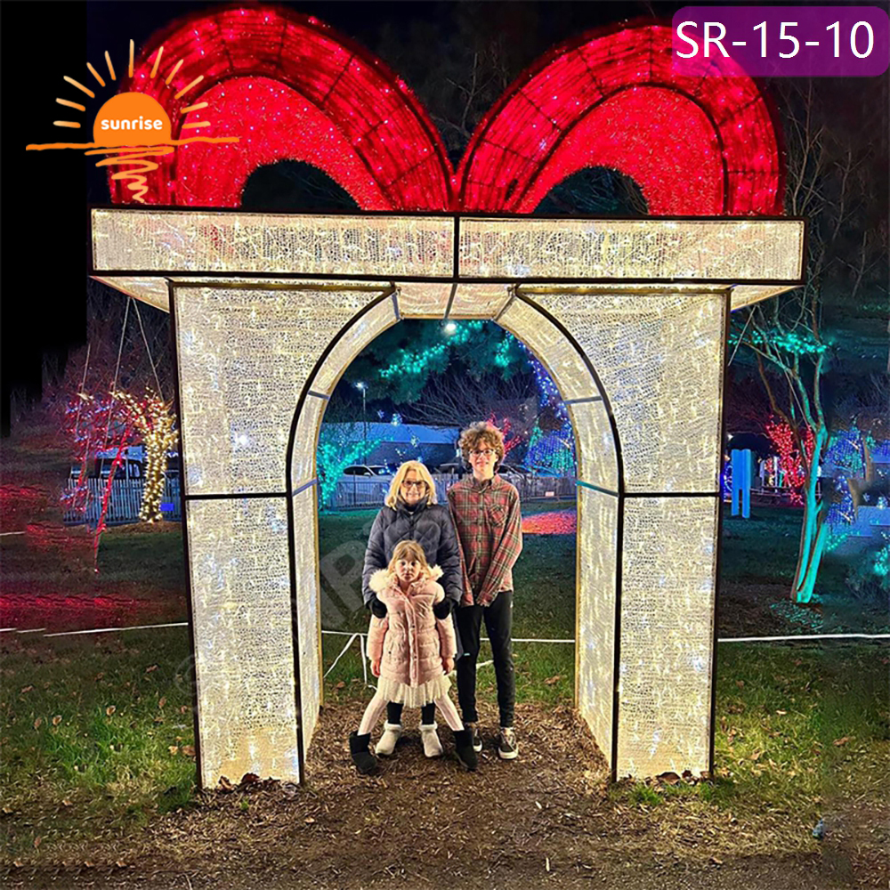 IP65 Christmas custom Landscape light in stock 3D Holiday square street Decoration Outdoor Flashing led gift motif arch light