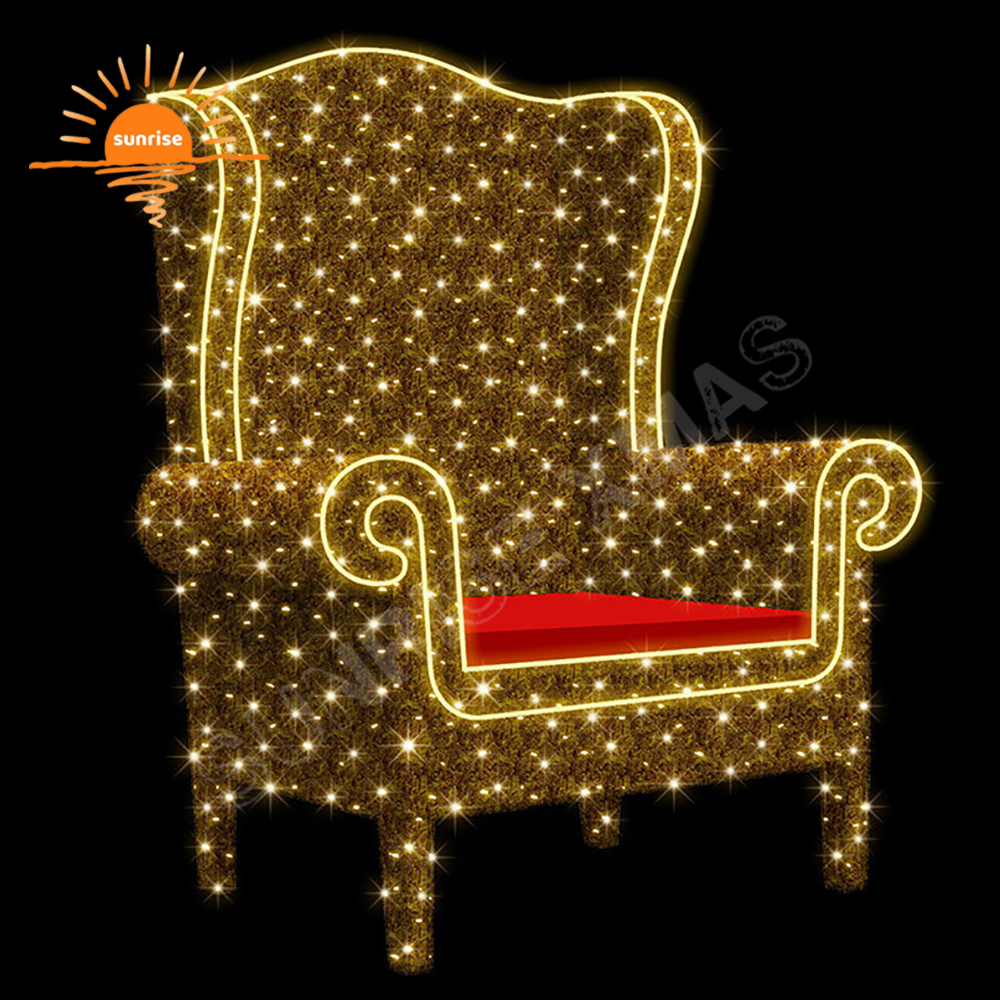 Customized Life Size Snowflake Throne Decorations Santa King Royal Chairs Motif Light Christmas Santa Throne With Ice Spikes