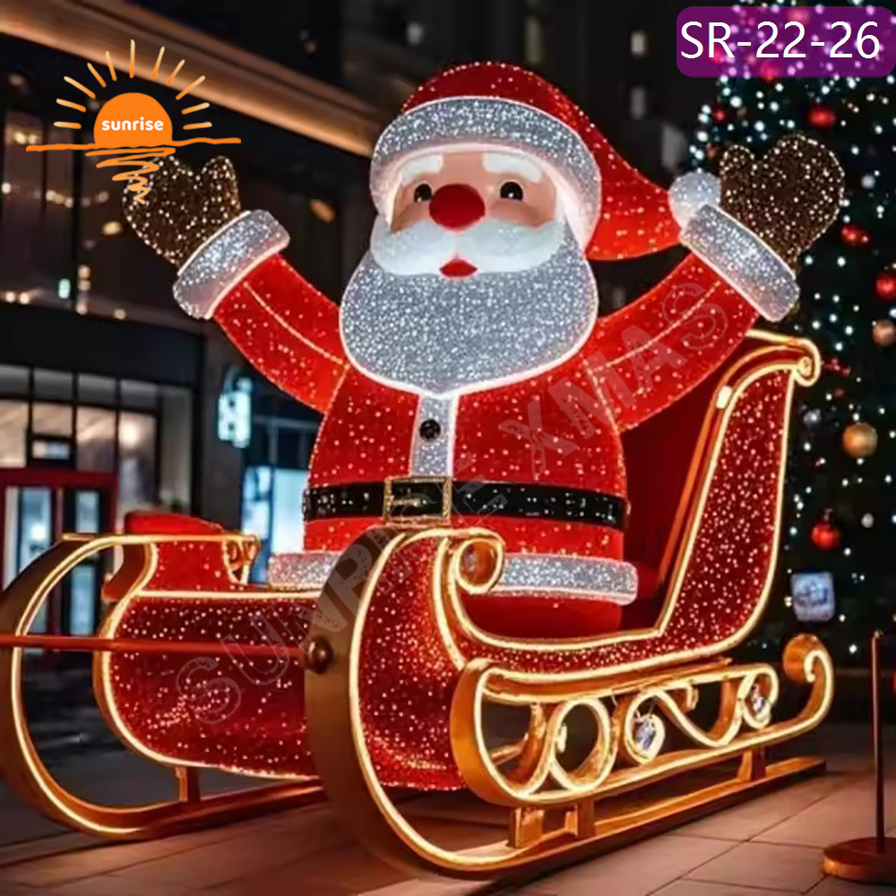 Custom Commercial Shopping Malls IP65 Outdoor Christmas Decoration LED motif RGB pixel Lights Santa Claus Theme Lights