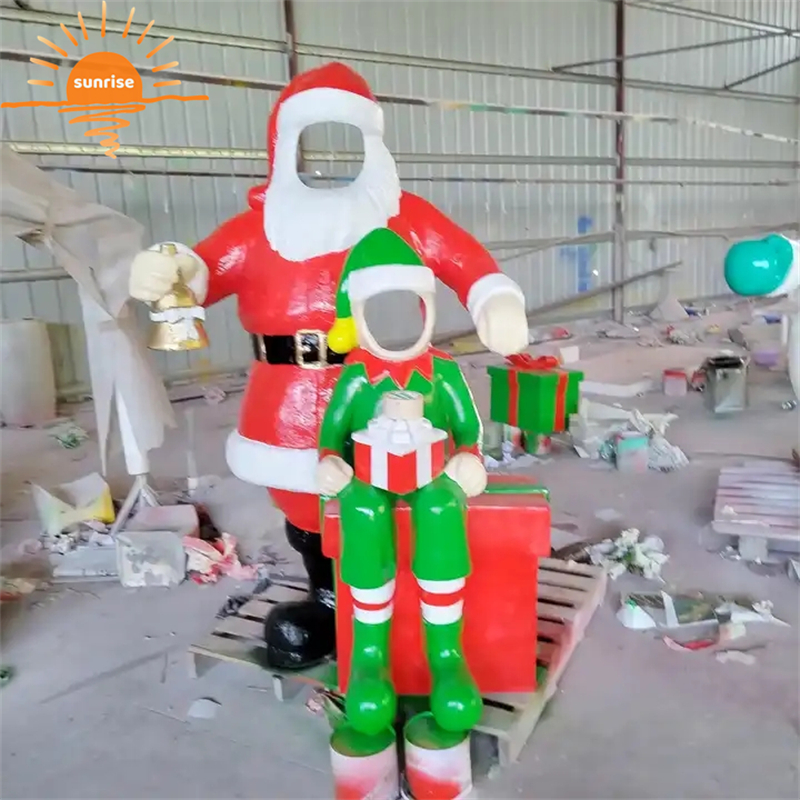 Fiberglass Santa Claus Christmas Sculpture Large Figurine Statue Ornaments Garden Landscaping Decorations