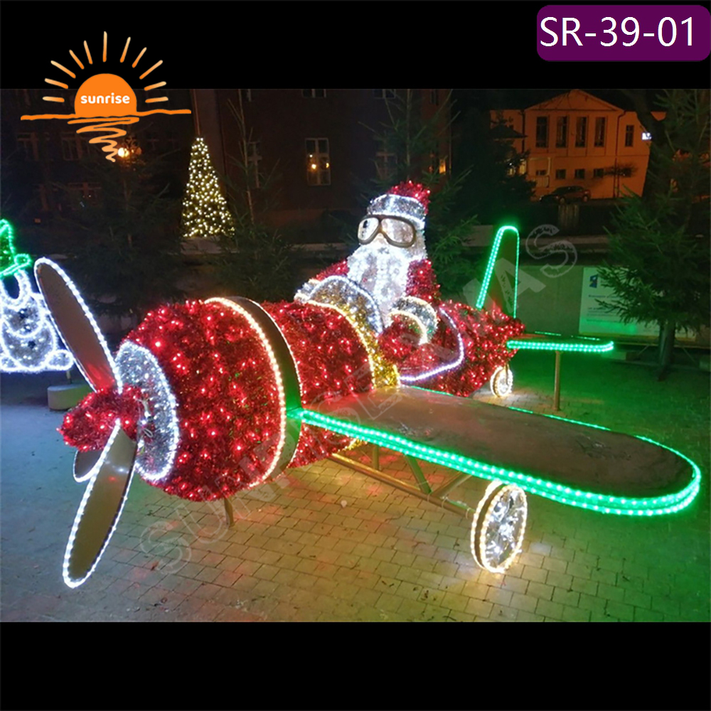high-quality Festival Street Airplane Motif Lights LED Decorations New Year Christmas Airplane Decorative Lightings