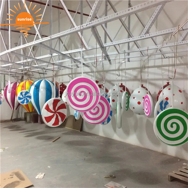 Customized Christmas Decoration Fiberglass Candy Cane Guardrail Statue