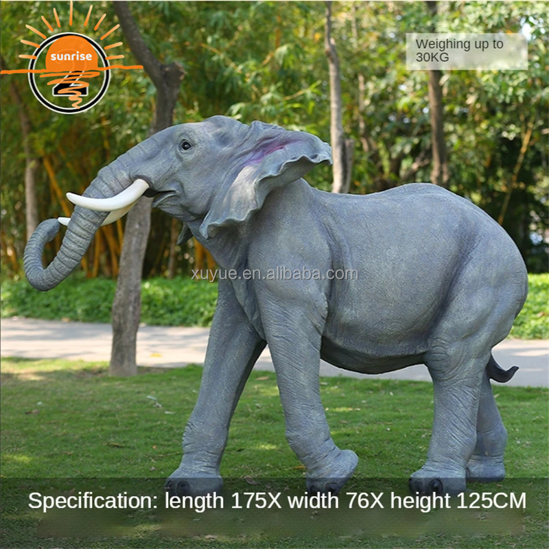 Fiberglass Resin Outdoor Life Size Animal Elephant Sculpture Garden Ornaments Outdoor Mall Fiberglass Decoration