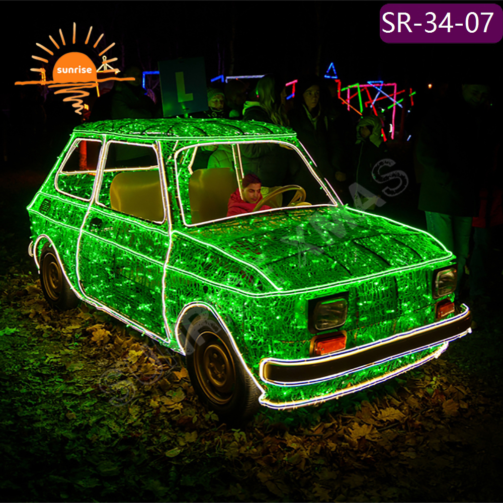 RGB pixel lights Christmas Outdoor Waterproof Photo Op Decoration LED Bus Sports Car Motif for Garden Large Led Vehicle Light