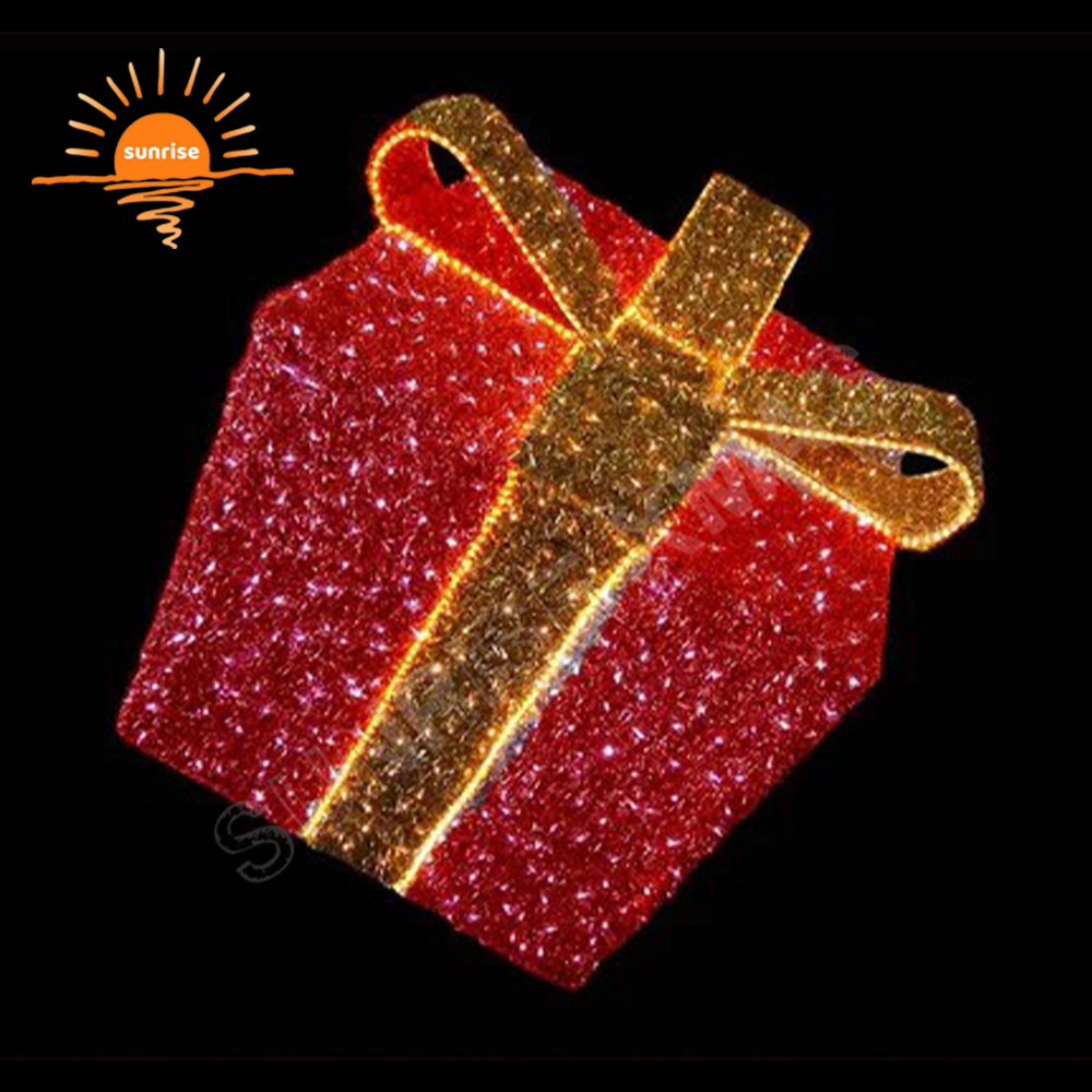 IP65 Waterproof Small Christmas Gift Box Decorations for Mall Giant Gift Motif Light Christmas Decoration Supplies