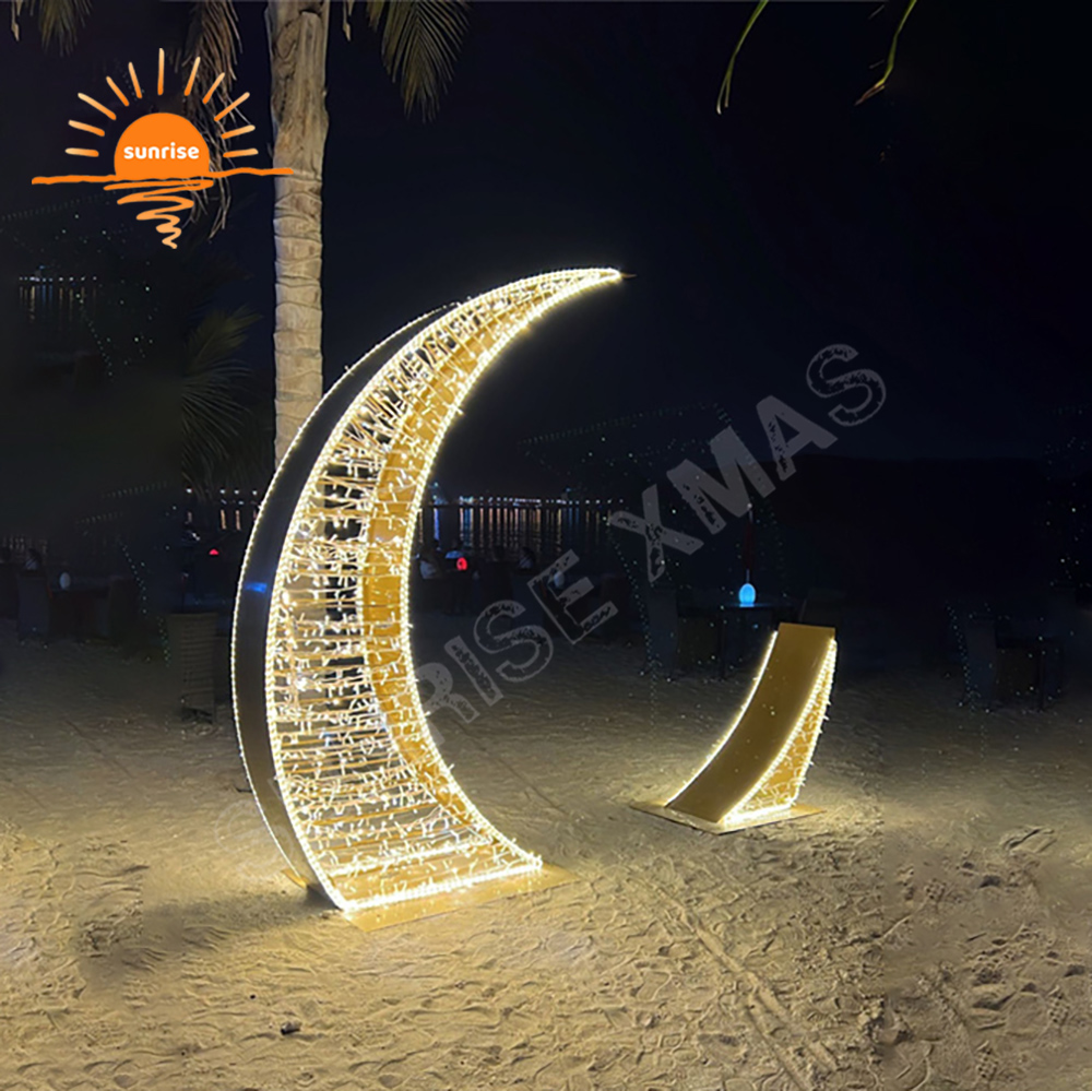 Best Holiday Light Displays large commercial LED light show star and moon decoration for Ramadan shopping mall decoration