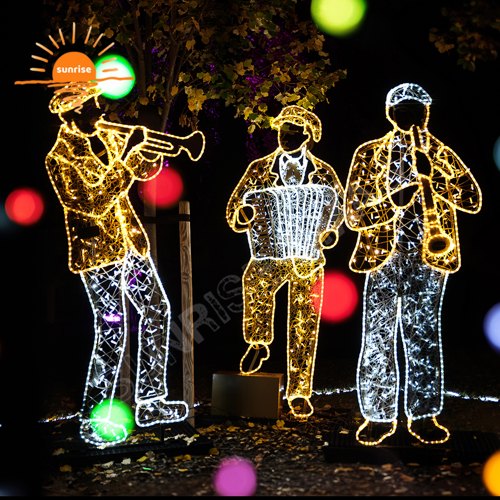 Holiday Light Displays Christmas Play Ice Hockey Theme Light Show LED Onstage Song and Dance Club Motif Decoration for Festive