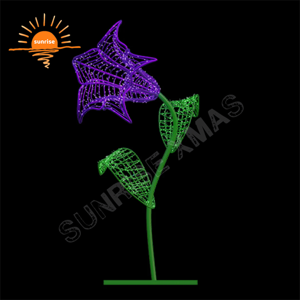 Outdoor Landscape LED Neon Flex Light Show Customized Decoration Holiday for Park Garden Christmas 3D Huge Flower Motif Lights
