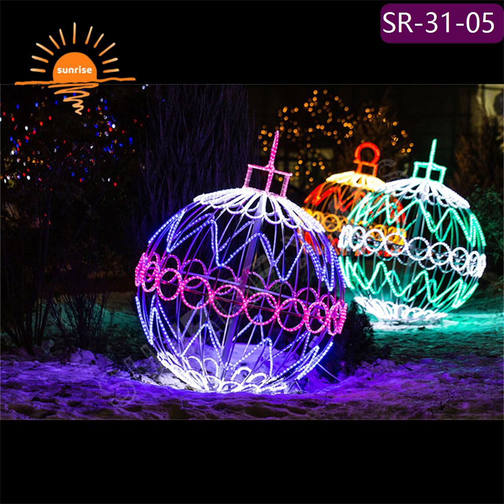 3D RGB Customized Large-scale Outdoor Christmas bauble/ornament decoration LED ball motif Lights for garden park