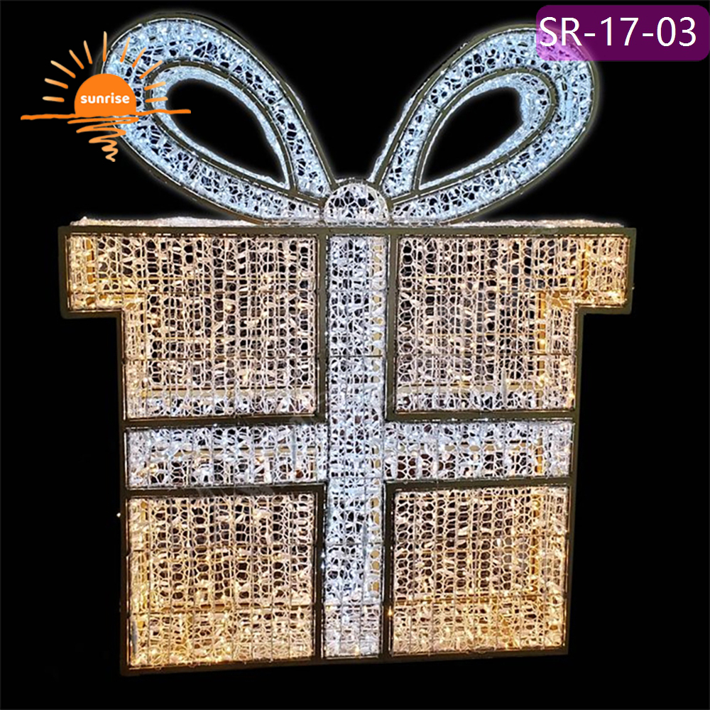 LED chair motif Lighted Gift Box for Shopping Mall Luminescence Commerical Outdoor Christmas Large Photo frame Decorative