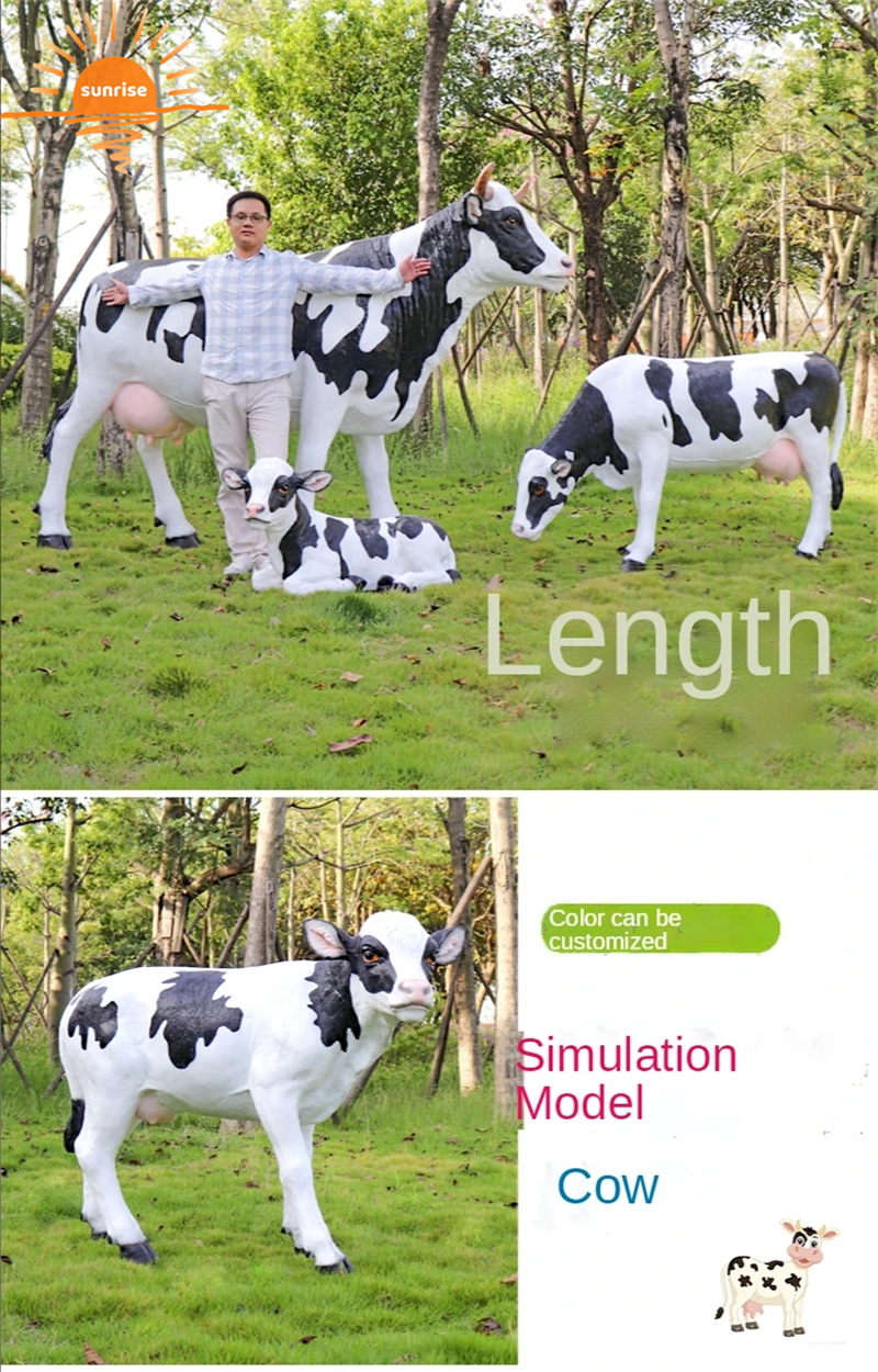 Fiberglass Resin Life Size Animal Cows Sculpture Garden Ornaments Outdoor Mall Fiberglass Decoration