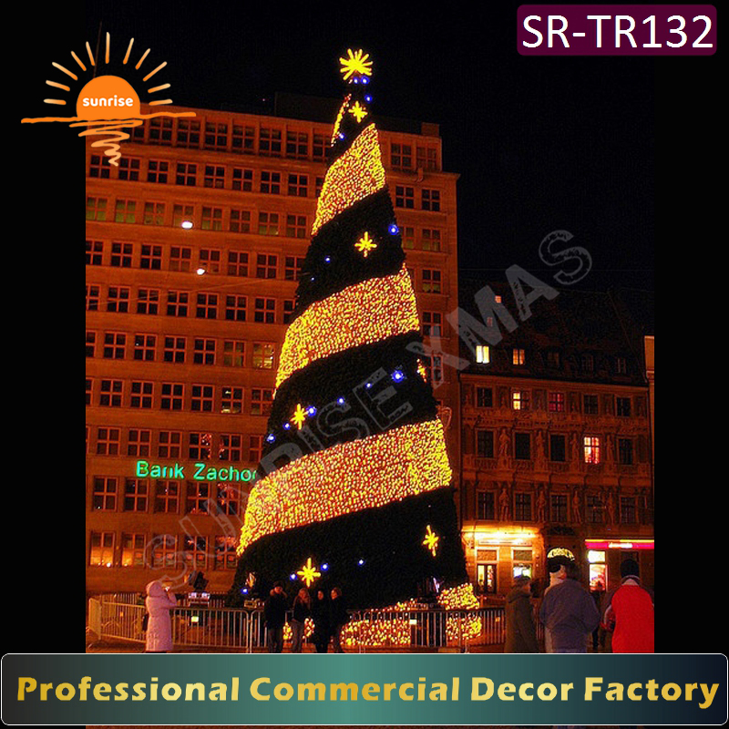 High-quality artificial large tree with ball bow LED Christmas Tree RGB Color Changing with Music Sync & Remote Control