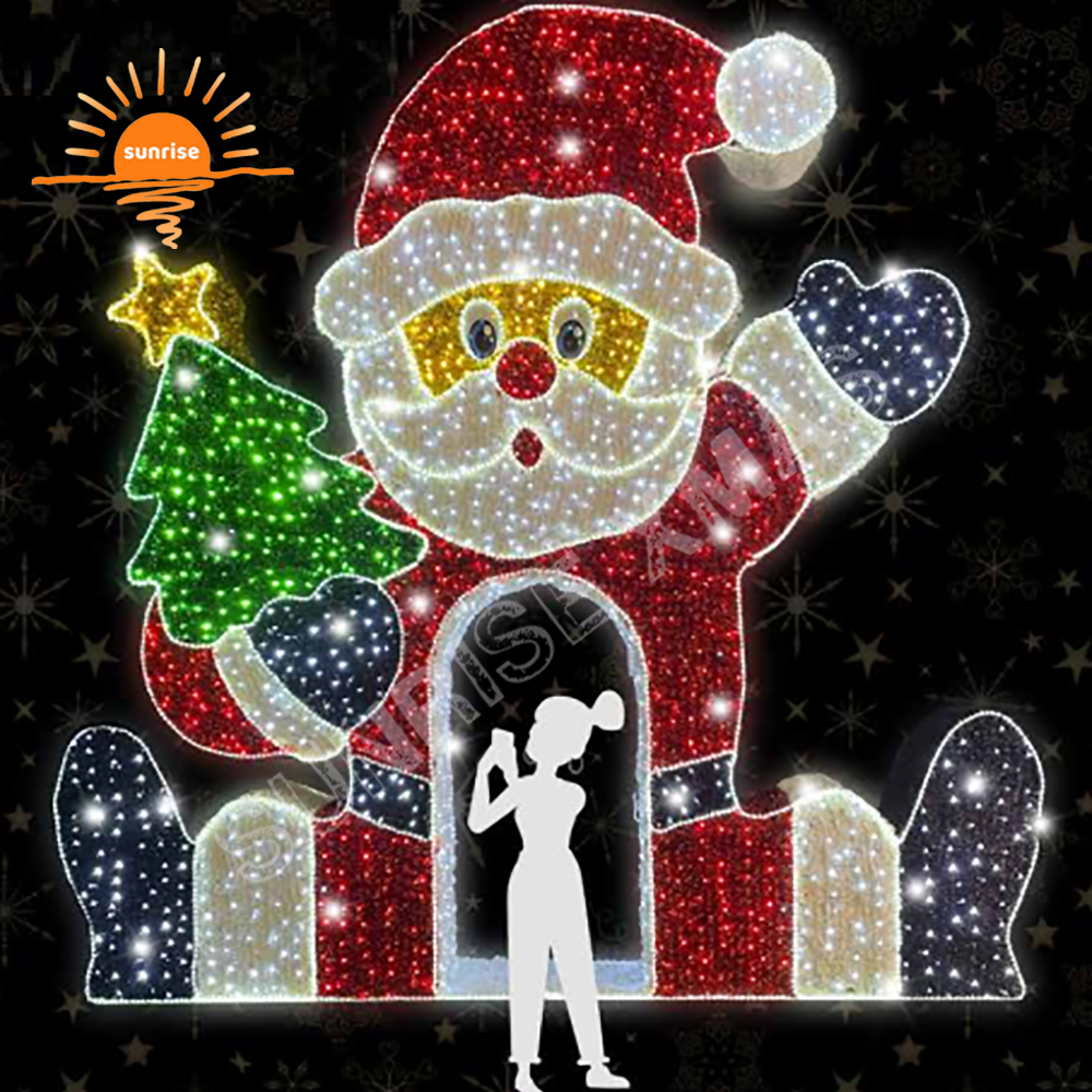 Luminescence Christmas tree arch Party Event Ornament led Santa Claus motif light outdoor walk through star tunnel decoration