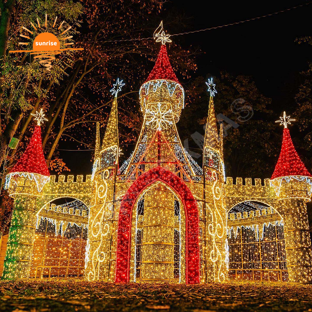 Outdoor 3D LED Christmas Light Fairy Tale Style Wonderland Walk Through Castle Displays for Party Event Ornament Light Show