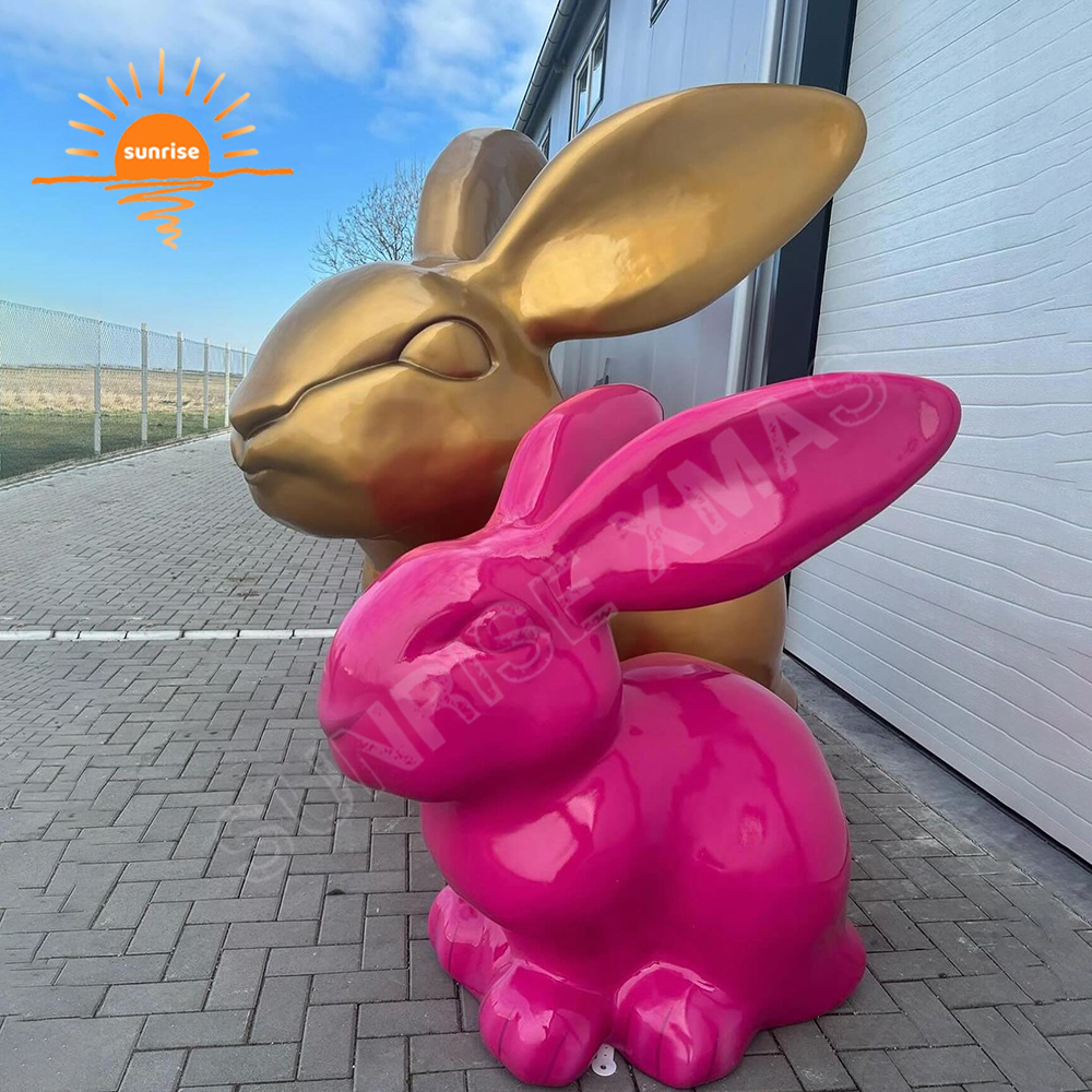 Life Size Easter Rabbit and Egg Light Show in Park Outdoor Waterproof Easter Decoration Large Light Bunny for Holiday in Stock