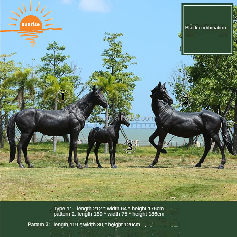 Horse Sculpture Fiberglass Resin Outdoor Life Size Animal Sculpture Garden Ornaments Outdoor Mall Fiberglass Decoration