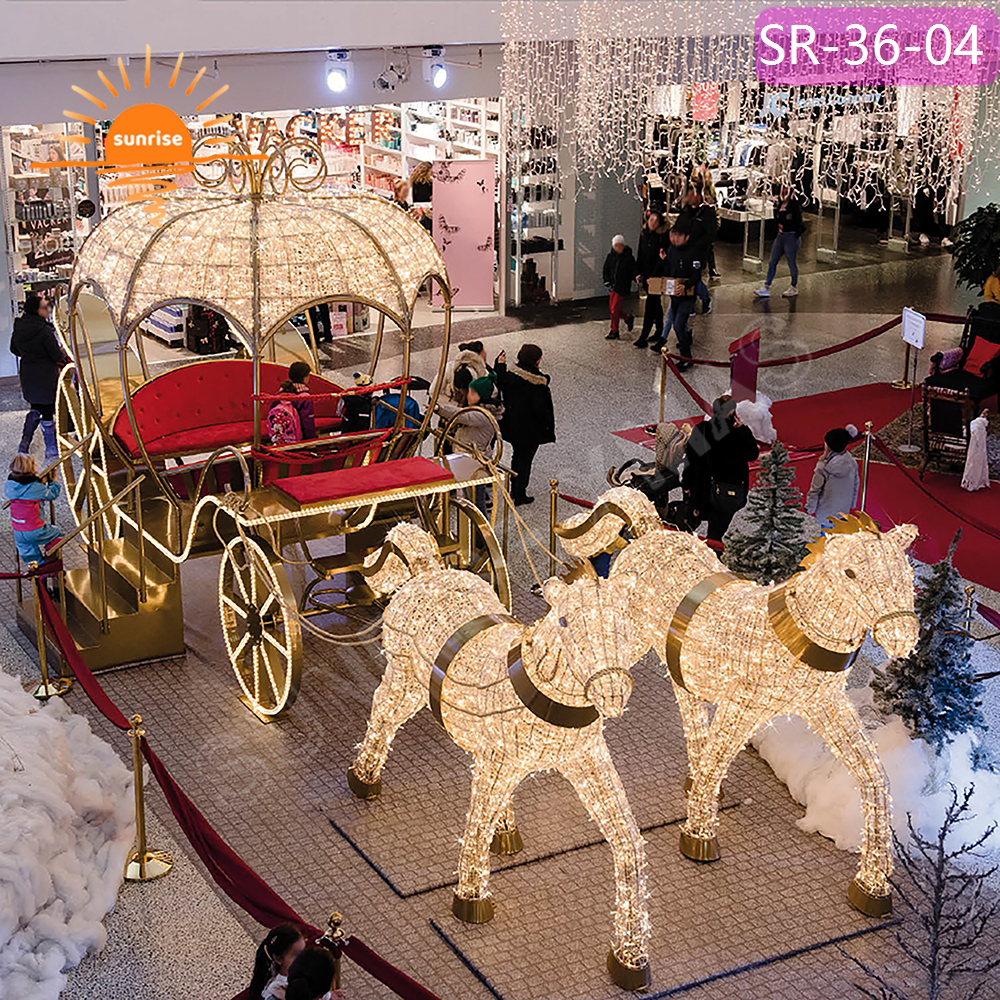 Design High-quality 3D Large Christmas Vehicle Holiday Giant LED Carriage Pattern Decorative theme motif Lights show for Mall