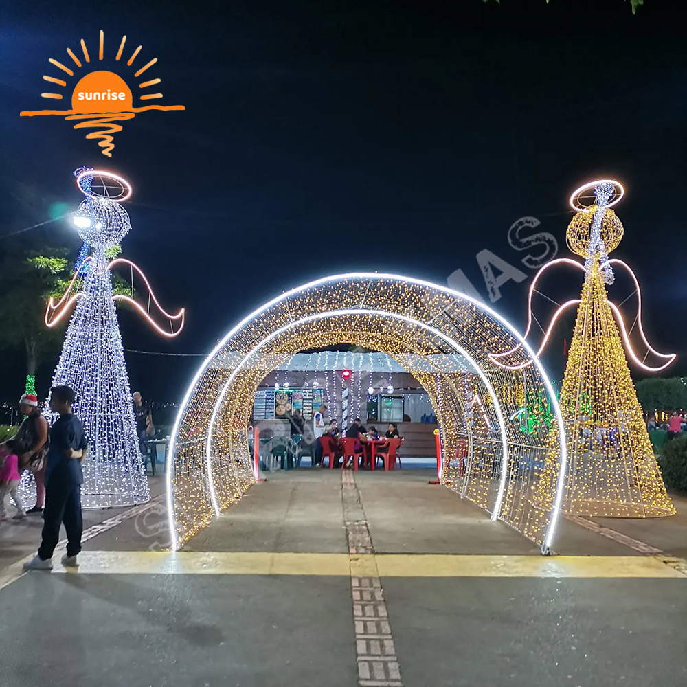 High-quality Commercial Led Lighted Standing Walk Through tunnel Christmas Arch Large Outdoor Christmas Decoration in stock