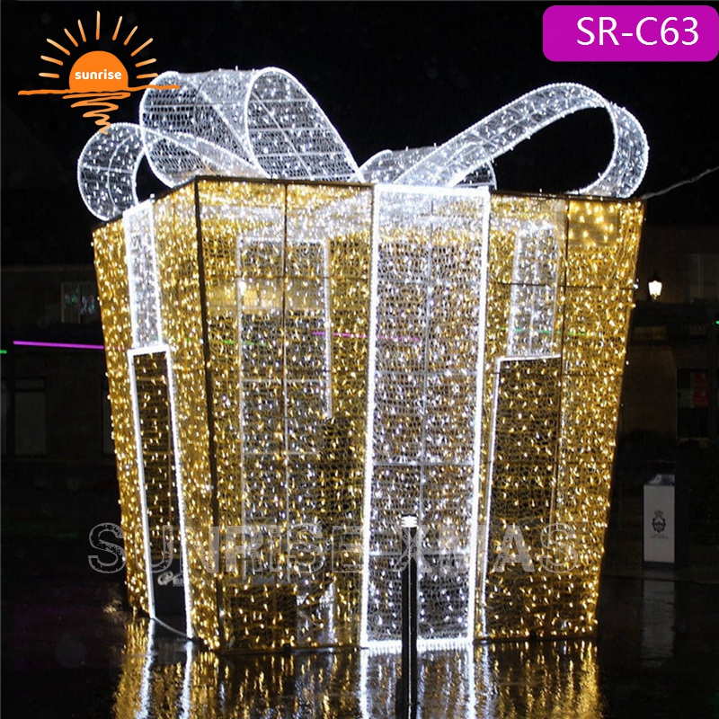 3m 5m Outdoor LED  Lighted Walk Through Large Gift Box Presents Large Christmas Props Decoration for Selfie Photoshoot